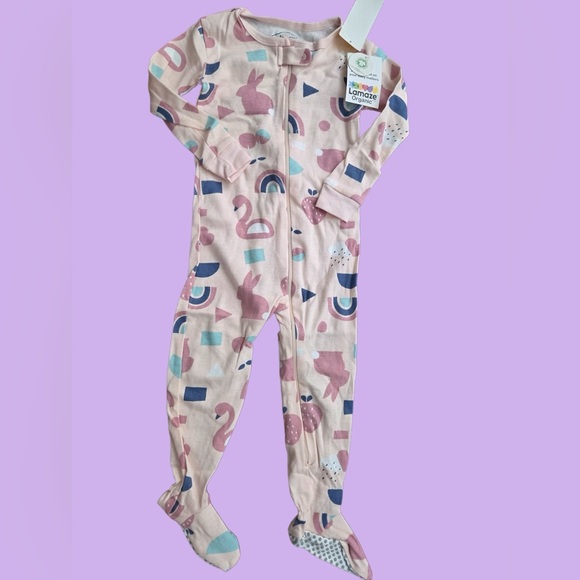 Lamaze Organic Kids One Piece Pajama - Pink and Cream   New!  2T - Picture 1 of 7